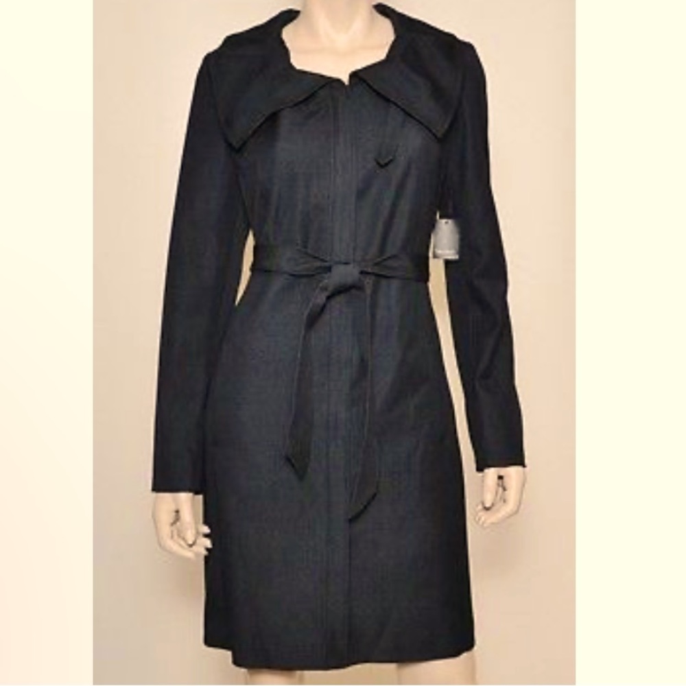 Tahari Bethany black long coat- NWT Sz Med
